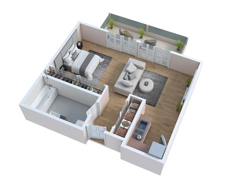 3D Studio floor plan at The Laurel at Mountain View